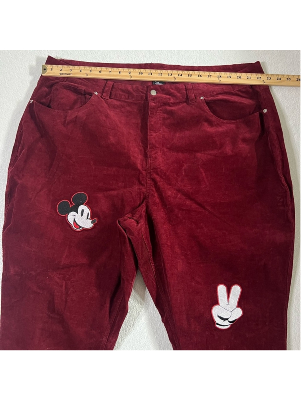 Disney Mickey Mouse Womens Embroidered Corduroy Pants Size 24 - Picture 4 of 10